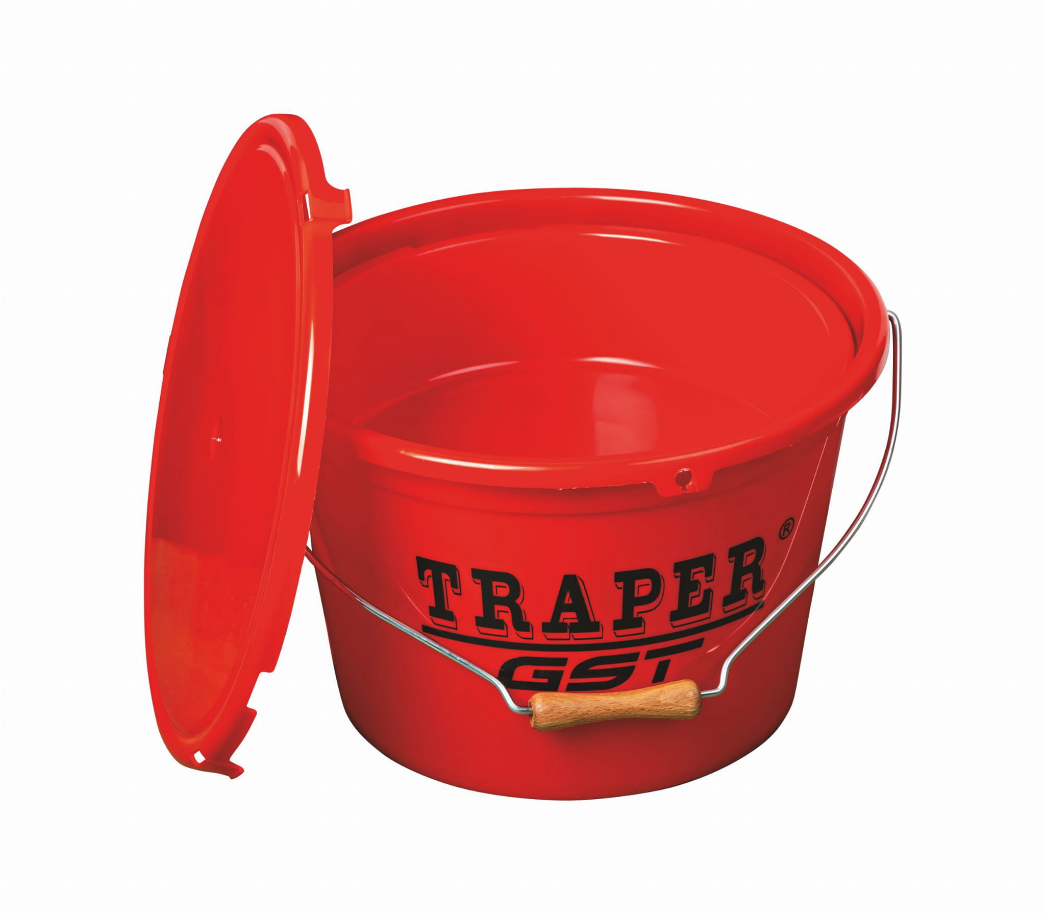 Wiadro z misą i pokrywą Traper – czerwone 13 l